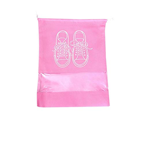 CCMOO 5pcs Bolsa de Almacenamiento de Zapatos con cordón Organizador de Almacenamiento de Viaje Bolsas de Paquete portátil Armario Impermeable Bolsa casera no Tejida, Rosa, M 28x36cm