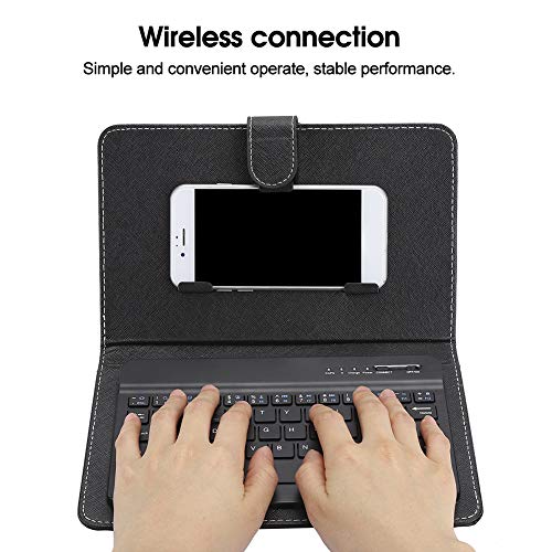 Ccylez Funda con Teclado en español para teléfono móvil, Teclado Bluetooth Universal en español e inglés, Teclado con Funda Protectora de Cuero Bluetooth inalámbrico ultradelgado Ccylez Funda con Teclado en español para teléfono móvil, Teclado Bluetooth Universal en español e inglés, Teclado con Funda Protectora de Cuero Bluetooth inalámbrico ultradelgado
