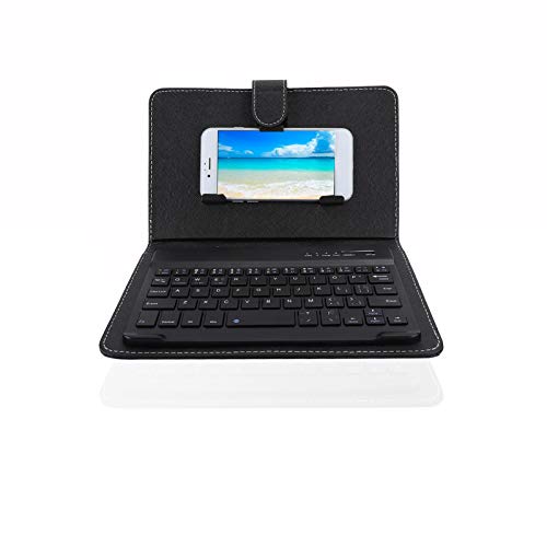 Ccylez Funda con Teclado en español para teléfono móvil, Teclado Bluetooth Universal en español e inglés, Teclado con Funda Protectora de Cuero Bluetooth inalámbrico ultradelgado Ccylez Funda con Teclado en español para teléfono móvil, Teclado Bluetooth Universal en español e inglés, Teclado con Funda Protectora de Cuero Bluetooth inalámbrico ultradelgado