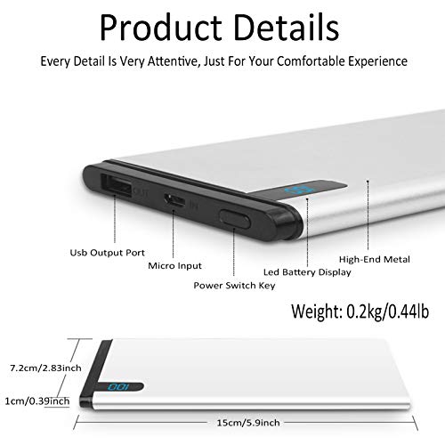 CDBK Power Bank 10000Mah Ultradelgado Batería Externa Móvil Cargador Móvil Portátil Cargador Movil Portátil con Pantalla LED Baterías Externas para Móviles Tabletas Y Más,Negro CDBK Power Bank 10000Mah Ultradelgado Batería Externa Móvil Cargador Móvil Portátil Cargador Movil Portátil con Pantalla LED Baterías Externas para Móviles Tabletas Y Más,Negro