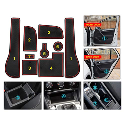 CDEFG para Golf 7 R GTD GTI GTE Coche Accesorios Antideslizante Copa Mats Anti Slip Puerta Ranura de Acceso Kit de la Estera del cojín de la Ranura decoración de Interiores (Rojo) CDEFG para Golf 7 R GTD GTI GTE Coche Accesorios Antideslizante Copa Mats Anti Slip Puerta Ranura de Acceso Kit de la Estera del cojín de la Ranura decoración de Interiores (Rojo)