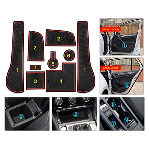 CDEFG para Golf 7 R GTD GTI GTE Coche Accesorios Antideslizante Copa Mats Anti Slip Puerta Ranura de Acceso Kit de la Estera del cojín de la Ranura decoración de Interiores (Rojo)