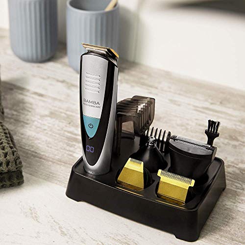 Cecotec afeitadora Bamba PrecisionCare Multigrooming Pro. Multifunción 5 en 1,waterproof, batería de litio,cuchillas de revestimiento de titanio,pantalla digital,13 ajustes de longitud,6 peines Cecotec afeitadora Bamba PrecisionCare Multigrooming Pro. Multifunción 5 en 1,waterproof, batería de litio,cuchillas de revestimiento de titanio,pantalla digital,13 ajustes de longitud,6 peines