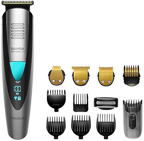 Cecotec afeitadora Bamba PrecisionCare Multigrooming Pro. Multifunción 5 en 1,waterproof, batería de litio,cuchillas de revestimiento de titanio,pantalla digital,13 ajustes de longitud,6 peines Cecotec afeitadora Bamba PrecisionCare Multigrooming Pro. Multifunción 5 en 1,waterproof, batería de litio,cuchillas de revestimiento de titanio,pantalla digital,13 ajustes de longitud,6 peines