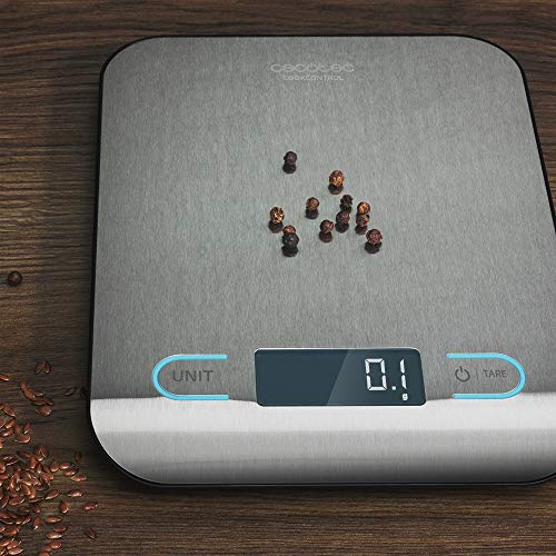 Cecotec Báscula de Cocina Digital Cook Control 8000, Alta precisión, Acero Inoxidable, Diseño Extraplano, Pantalla LCD Retroiluminada Extragrande, Capacidad Máxima 5 Kg con Precisión de 1 g Cecotec Báscula de Cocina Digital Cook Control 8000, Alta precisión, Acero Inoxidable, Diseño Extraplano, Pantalla LCD Retroiluminada Extragrande, Capacidad Máxima 5 Kg con Precisión de 1 g