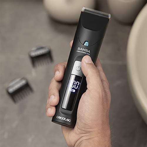 Cecotec Cortapelos Bamba PrecisionCare Wet&Dry. Cuchillas acero inoxidable, batería de litio, autonomía hasta 120 min, longitudes 0,5-30 mm,8 peines,pantalla LED,cuchillas lavables Cecotec Cortapelos Bamba PrecisionCare Wet&Dry. Cuchillas acero inoxidable, batería de litio, autonomía hasta 120 min, longitudes 0,5-30 mm,8 peines,pantalla LED,cuchillas lavables