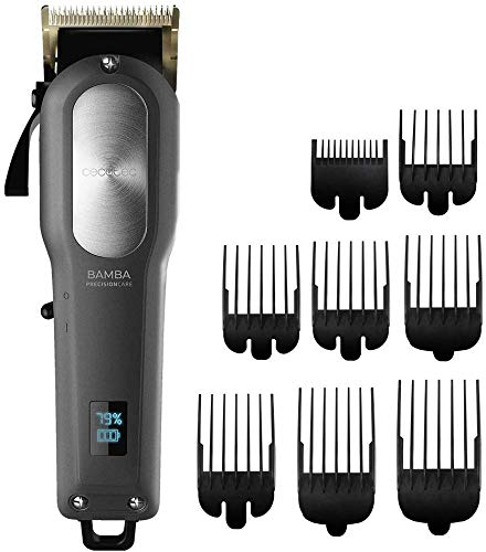 Cecotec CortapelosBamba PrecisionCare Pro Clipper Titanium Go.Batería de litio, cuchillas de acero inoxidable,autonomía hasta 4 horas, 8 peines,cortes desde 1,5-25 mm, uso con y sin cable