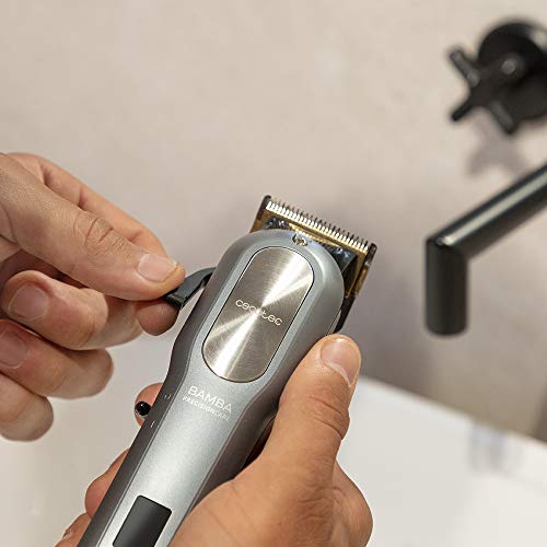 Cecotec CortapelosBamba PrecisionCare Pro Clipper Titanium Go.Batería de litio, cuchillas de acero inoxidable,autonomía hasta 4 horas, 8 peines,cortes desde 1,5-25 mm, uso con y sin cable