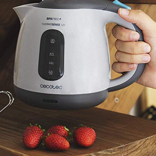 Cecotec Hervidor de Agua Eléctrico ThermoSense 120. 1 Litro, Libre de BPA, 1100 W de Potencia, Base 360º, Filtro Antical Desmontable, Doble Sistema de Seguridad, Plástico Cecotec Hervidor de Agua Eléctrico ThermoSense 120. 1 Litro, Libre de BPA, 1100 W de Potencia, Base 360º, Filtro Antical Desmontable, Doble Sistema de Seguridad, Plástico