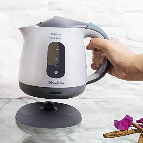 Cecotec Hervidor de Agua Eléctrico ThermoSense 120. 1 Litro, Libre de BPA, 1100 W de Potencia, Base 360º, Filtro Antical Desmontable, Doble Sistema de Seguridad, Plástico Cecotec Hervidor de Agua Eléctrico ThermoSense 120. 1 Litro, Libre de BPA, 1100 W de Potencia, Base 360º, Filtro Antical Desmontable, Doble Sistema de Seguridad, Plástico