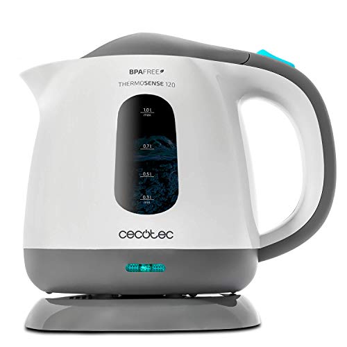 Cecotec Hervidor de Agua Eléctrico ThermoSense 120. 1 Litro, Libre de BPA, 1100 W de Potencia, Base 360º, Filtro Antical Desmontable, Doble Sistema de Seguridad, Plástico Cecotec Hervidor de Agua Eléctrico ThermoSense 120. 1 Litro, Libre de BPA, 1100 W de Potencia, Base 360º, Filtro Antical Desmontable, Doble Sistema de Seguridad, Plástico