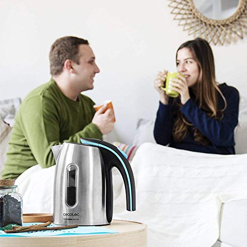 Cecotec Hervidor de Agua Eléctrico ThermoSense 220 Steel. 1,2 litros, Libre de BPA, 1630 W de Potencia, Base 360º, Filtro Antical Desmontable, Doble Sistema de Seguridad, Acero Inoxidable