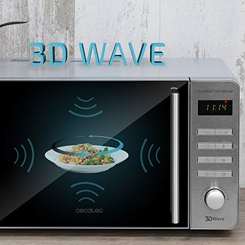 Cecotec Microondas Acero Inoxidable ProClean 5120 con grill Mirror con Revestimiento Ready2Clean para mejor Limpieza,Tecnología 3DWave, 700 W y Grill 800 W. 20l, Diseño Frontal MirrorDoor,8 Programas Cecotec Microondas Acero Inoxidable ProClean 5120 con grill Mirror con Revestimiento Ready2Clean para mejor Limpieza,Tecnología 3DWave, 700 W y Grill 800 W. 20l, Diseño Frontal MirrorDoor,8 Programas
