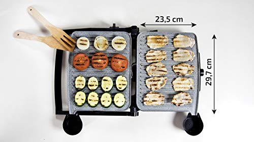 Cecotec Parrilla eléctrica Rock'nGrill 2000. Revestimiento Antiadherente RockStone, Apertura 180º, Adaptable en Altura, Superficie de cocinado 30 x 23.5 cm, 2000 W, Acero Inoxidable y Plástico Cecotec Parrilla eléctrica Rock'nGrill 2000. Revestimiento Antiadherente RockStone, Apertura 180º, Adaptable en Altura, Superficie de cocinado 30 x 23.5 cm, 2000 W, Acero Inoxidable y Plástico
