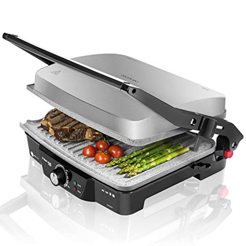 Cecotec Parrilla eléctrica Rock'nGrill 2000. Revestimiento Antiadherente RockStone, Apertura 180º, Adaptable en Altura, Superficie de cocinado 30 x 23.5 cm, 2000 W, Acero Inoxidable y Plástico Cecotec Parrilla eléctrica Rock'nGrill 2000. Revestimiento Antiadherente RockStone, Apertura 180º, Adaptable en Altura, Superficie de cocinado 30 x 23.5 cm, 2000 W, Acero Inoxidable y Plástico