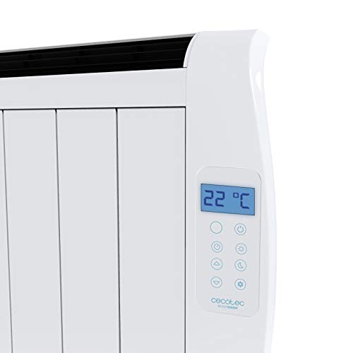 Cecotec Radiador Eléctrico Bajo Consumo Ready Warm 1200 Thermal 6 Elementos, 900 W, De pared o pie, 3 Modos, Temporizador, Mando a Distancia, Pantalla LED, Protección sobrecalentamiento, Ultrafino