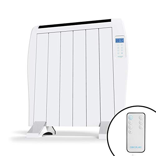 Cecotec Radiador Eléctrico Bajo Consumo Ready Warm 1200 Thermal 6 Elementos, 900 W, De pared o pie, 3 Modos, Temporizador, Mando a Distancia, Pantalla LED, Protección sobrecalentamiento, Ultrafino