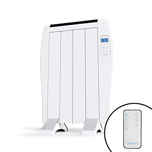 Cecotec Radiador Eléctrico Bajo Consumo Ready Warm 800 Thermal 4 Elementos, 600 W, De pared o pie, 3 Modos, Temporizador, Mando a Distancia, Pantalla LED, Protección sobrecalentamiento, Ultrafino