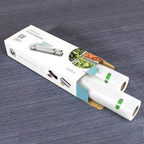 Cecotec Rollos Gofrados Set de 2 Rollos Grandes 28 x 600 cm. Superficie gofrada, BPA Free Cecotec Rollos Gofrados Set de 2 Rollos Grandes 28 x 600 cm. Superficie gofrada, BPA Free