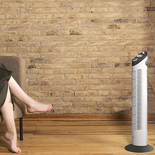 Cecotec Ventilador de Torre EnergySilence 790 Skyline. 30'' (76cm) de Altura, Oscilante, Motor de Cobre, 3 Velocidades, Temporizador 2 Horas, 50W