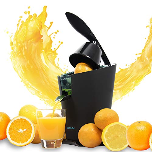 Cecotec Zitrus 160 Vita Black - Exprimidor naranjas Eléctrico, Filtro de Acero Inoxidable y 2 Conos Desmontables, Sistema de Extracción Continua, 160 W de Potencia, Negro