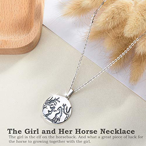 CELESTIA El Caballo y su Chica Collares de Plata de Ley 925, Caballo Tallado Insignia Colgante para Mujeres Niñas, Regalos de Joyería Fina para Amantes Ecuestres Amantes de los Caballos CELESTIA El Caballo y su Chica Collares de Plata de Ley 925, Caballo Tallado Insignia Colgante para Mujeres Niñas, Regalos de Joyería Fina para Amantes Ecuestres Amantes de los Caballos