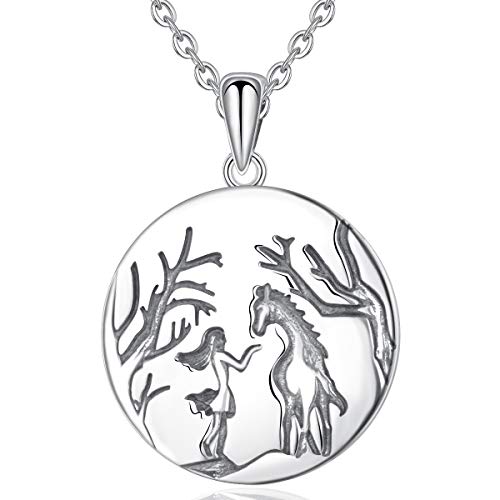 CELESTIA El Caballo y su Chica Collares de Plata de Ley 925, Caballo Tallado Insignia Colgante para Mujeres Niñas, Regalos de Joyería Fina para Amantes Ecuestres Amantes de los Caballos CELESTIA El Caballo y su Chica Collares de Plata de Ley 925, Caballo Tallado Insignia Colgante para Mujeres Niñas, Regalos de Joyería Fina para Amantes Ecuestres Amantes de los Caballos
