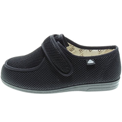 CELIARUIZ Wallaby-REJ Zapatilla Wallaby Rejilla Extra Ancho Especial Antibacteriana Sanitized Diabéticos Posoperatorio Velcro Hombre Mujer Unisex Negro Talla 41