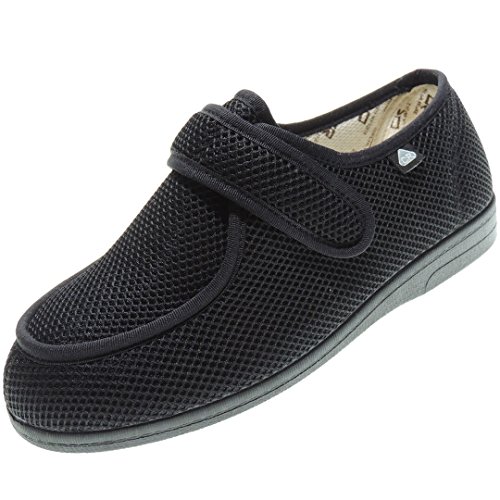 CELIARUIZ Wallaby-REJ Zapatilla Wallaby Rejilla Extra Ancho Especial Antibacteriana Sanitized Diabéticos Posoperatorio Velcro Hombre Mujer Unisex Negro Talla 41