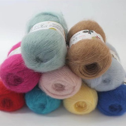 Celine lin One Skein Soft Natural Angola Mohair - Hilo de lana para tejer (50 g), color azul marino