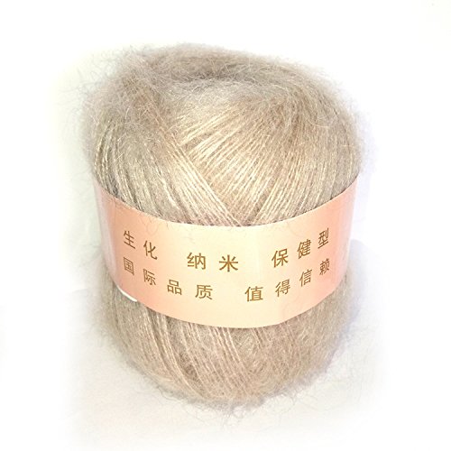 Celine lin - Ovillo de mezcla de lana de cachemira y mohair de angora, 50 g, color beis