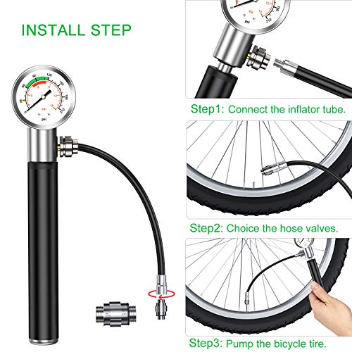 Cenawin Mini Bomba Bicicleta, Bomba Aire 210 PSI con Manómetro, Bomba Marco Bicicleta, Bomba Manual para válvulas Presta / Dunlop / Schrader, Bicicletas Montaña, Bicicletas Carrera, Bicicletas Niños Cenawin Mini Bomba Bicicleta, Bomba Aire 210 PSI con Manómetro, Bomba Marco Bicicleta, Bomba Manual para válvulas Presta / Dunlop / Schrader, Bicicletas Montaña, Bicicletas Carrera, Bicicletas Niños
