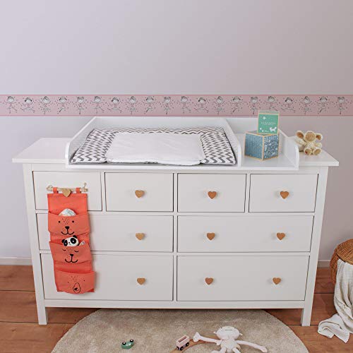 Cenefa adhesiva para habitación infantil, diseño de bailarina, color rosa, blanco y negro Cenefa adhesiva para habitación infantil, diseño de bailarina, color rosa, blanco y negro