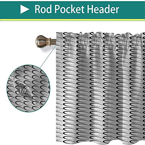 Cenefa de cortina con bloqueo UV, patrón mínimo con formas ovaladas inclinadas, contornos elípticos alargados, juego de 2, 42 x 36 pulgadas para habitación de niños
