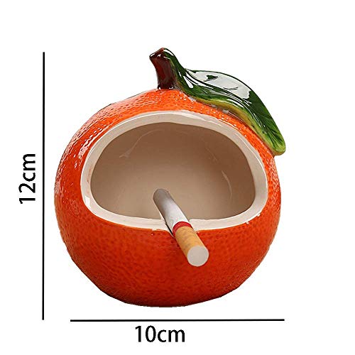 Cenicero portátil Cenicero Cerámica de Frutas Linda Modelo para la decoración de la Barra del Dormitorio del hogar Regalo de Lujo (Naranja) WTZ012