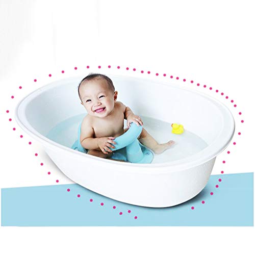 CENT Silla de Baño para Bebé Portátil Cierre de Seguridad Sillita de Ducha Antideslizante Asiento de Bañera con Respaldo Ventosas Anillo de Baño para Bebés Pequeños (Azul)