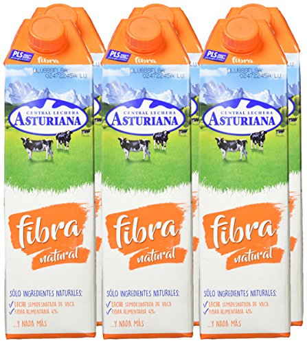 Central Lechera Asturiana Leche Fibra - Paquete de 6 x 1000 ml - Total: 6000 ml