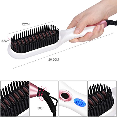 Cepillo Alisador,Cepillo Plancha Antiestático,Cerámico Peine Electrico Anti-escaldadura- Con LCD Pantalla- PTC Calentador Rápido (Para el Cabello Grueso/Delgado/Fino/Ondulado/Rizado) Cepillo Alisador,Cepillo Plancha Antiestático,Cerámico Peine Electrico Anti-escaldadura- Con LCD Pantalla- PTC Calentador Rápido (Para el Cabello Grueso/Delgado/Fino/Ondulado/Rizado)