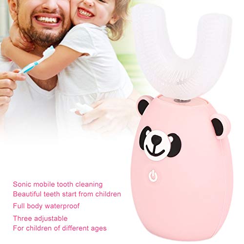 Cepillo de dientes eléctrico para niños, ultrasónico, cepillo de dientes eléctrico para niños, herramienta de cuidado bucal, de silicona, cepillo de dientes automático sónico de silicona