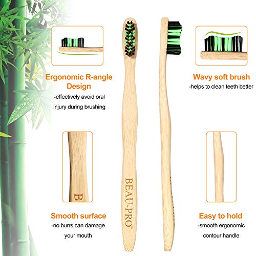 Cepillo Dientes Bambu, Paquete de 6 Cepillos de Dientes de Bambú, 100% Libre de BPA, Cepillos de Dientes Naturales y Veganos, Sostenibles, Biodegradables, Cepillos de Bambú para Una Mejor Limpieza