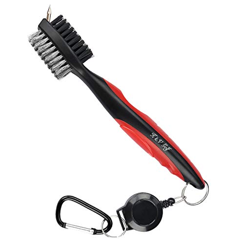 Cepillo Limpiar Palos de Golf y Hoyuelos por K&V Golf - Cepillo de Dos Lados Nailon y Acero con Punta para Limpiar la Cara del palo y los Hoyuelos - Clip (Mosquetón) Para Colgar Fácilmente de la Bolsa (Rojo) Cepillo Limpiar Palos de Golf y Hoyuelos por K&V Golf - Cepillo de Dos Lados Nailon y Acero con Punta para Limpiar la Cara del palo y los Hoyuelos - Clip (Mosquetón) Para Colgar Fácilmente de la Bolsa (Rojo)