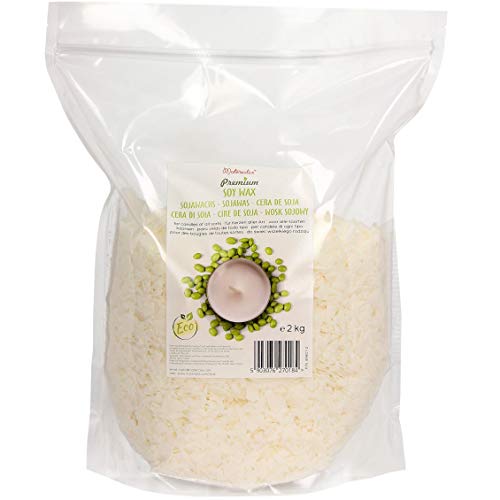 Cera de soja premium de Materialix - distintos tamaños - cera de soja natural ecológica para fabricar velas (2kg)