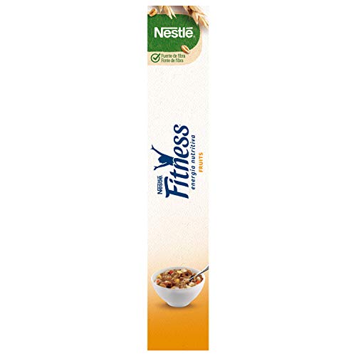 Cereales NESTLÉ Fitness Fruits - Copos de trigo integral, arroz y avena integral tostados con frutas - 1 paquete de cereales de 375g