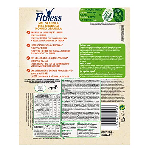 Cereales Nestlé Fitness granola - Copos de avena integral y trigo con miel - 7 paquetes x 300 g