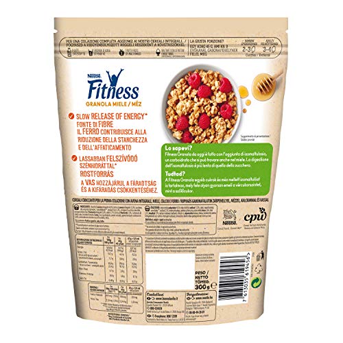 Cereales NESTLÉ Fitness granola - Copos de avena integral y trigo con miel - Paquete de 300g Cereales NESTLÉ Fitness granola - Copos de avena integral y trigo con miel - Paquete de 300g