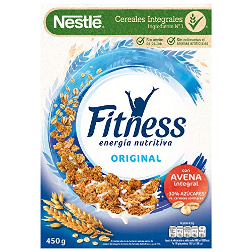 Cereales Nestlé Fitness Original - Copos de trigo integral, arroz y avena integral tostados - 12 paquetes x 450g