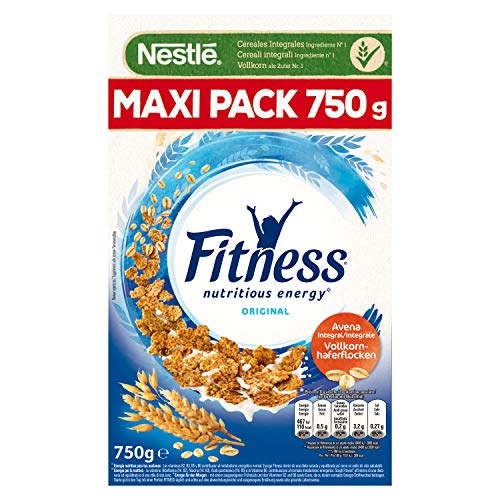 Cereales Nestlé Fitness Original - Copos de trigo integral, arroz y avena integral tostados - 3 paquetes de cereales de 750g