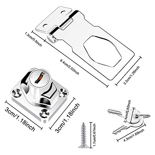 Cerradura Armario con Llave 3pcs Cerrojo con Llave de Metal Cerraduras para Armarios de Madera 3 Pulgadas Cerrojo de Candado para Cajones, Buzón, Casillero