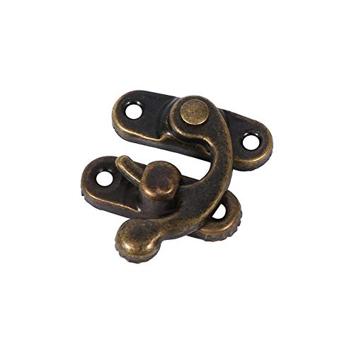 Cerradura de captura de puerta, 12 Piezas Latón antiguo de la joyería caja de madera decorativa del cerrojo del cerrojo cierre cerradura con los tornillos para cajas joyas(Right hook-Bronze)