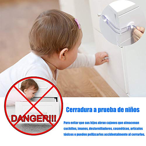 Cerraduras de Seguridad para Niños, Bloqueo de Seguridad Bebés, Cierres para Armarios, WC, Cocinas, Puertas y Ventanas, Nevera, 6 Pieza, Transparente Cerraduras de Seguridad para Niños, Bloqueo de Seguridad Bebés, Cierres para Armarios, WC, Cocinas, Puertas y Ventanas, Nevera, 6 Pieza, Transparente